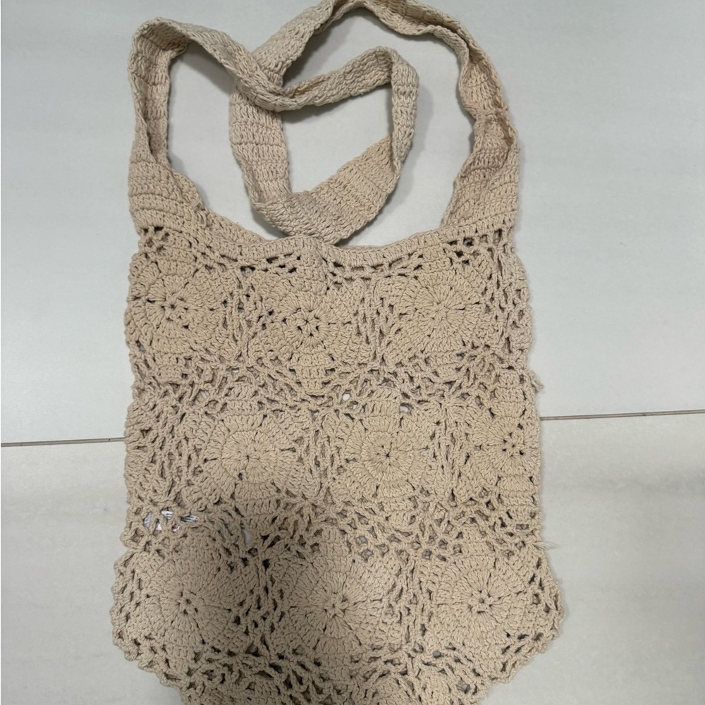 Urban Outfitters Beige Crochet Tote Bag